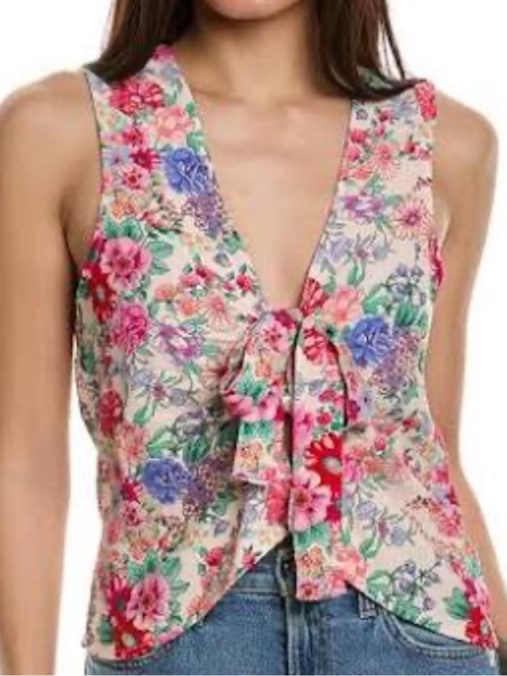 Favorite Daughter Gwen Floral Tie-Front Camisole in Cream Multi